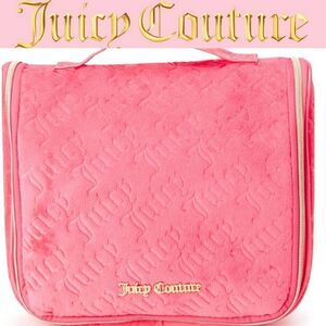 Juicy Couture Velour Logo Hanging Cosmetic Bag- Peach